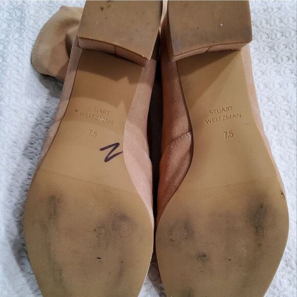 Stuart Weitzman Siggy Block Heel Peach Suede Booties Size 7,5 - Picture 9 of 11